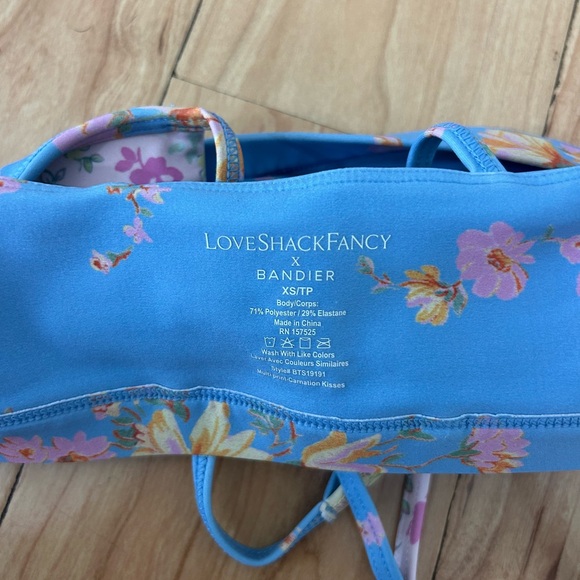 LoveShackFancy Floral Sports Bra - Blue and Pink - Picture 3 of 3